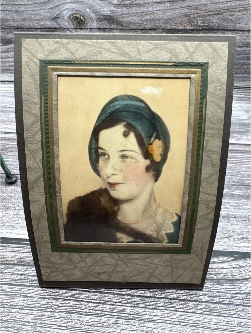 Antique Hand Tinted Woman Portrait 1920’s Vintage Photograph